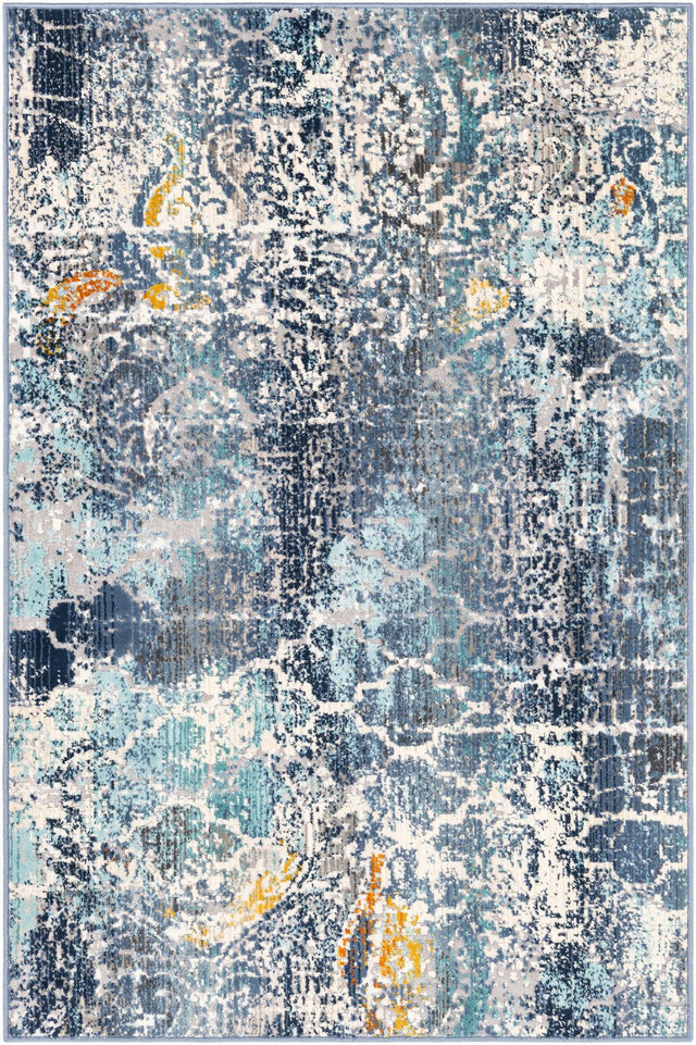 Blue 3' 7 x 5' 3 Malibu Rectangle Area Rug 70% Polypropylene & 30% Polyester Colorful Modern Carpet for Living, Dining, Office, Bedrooms for Sale at Rug Engine