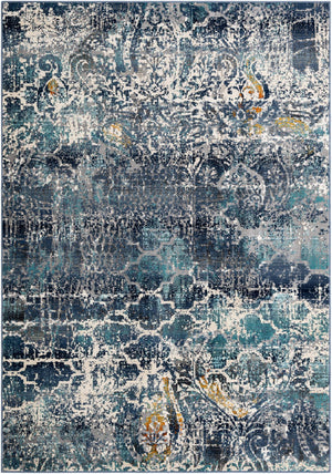 Blue 6' 1 x 9' 2 Malibu Rectangle Area Rug 70% Polypropylene & 30% Polyester Colorful Modern Carpet for Living, Dining, Office, Bedrooms for Sale at Rug Engine