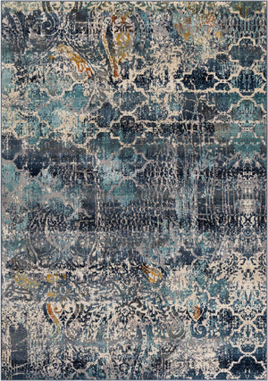 Blue 7' 1 x 10' Malibu Rectangle Area Rug 70% Polypropylene & 30% Polyester Colorful Modern Carpet for Living, Dining, Office, Bedrooms for Sale at Rug Engine
