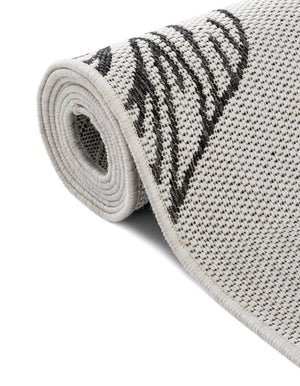Charcoal Ivory 10' 8 x 10' 8 Outdoor Botanical Round Area Rug Weather Resistant for Patio, Deck, Terrace, Balcony, Porch Polypropylene Garden Floral Tropical Carpet for Sale at Rug Engine