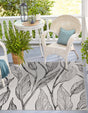 Charcoal Ivory 13' 1 x 13' 1 Outdoor Botanical Square Area Rug Weather Resistant for Patio, Deck, Terrace, Balcony, Porch Polypropylene Garden Floral Tropical Carpet for Sale at Rug Engine