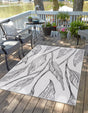 Charcoal Ivory 6' 1 x 9' Outdoor Botanical Rectangle Area Rug Weather Resistant for Patio, Deck, Terrace, Balcony, Porch Polypropylene Garden Floral Tropical Carpet for Sale at Rug Engine