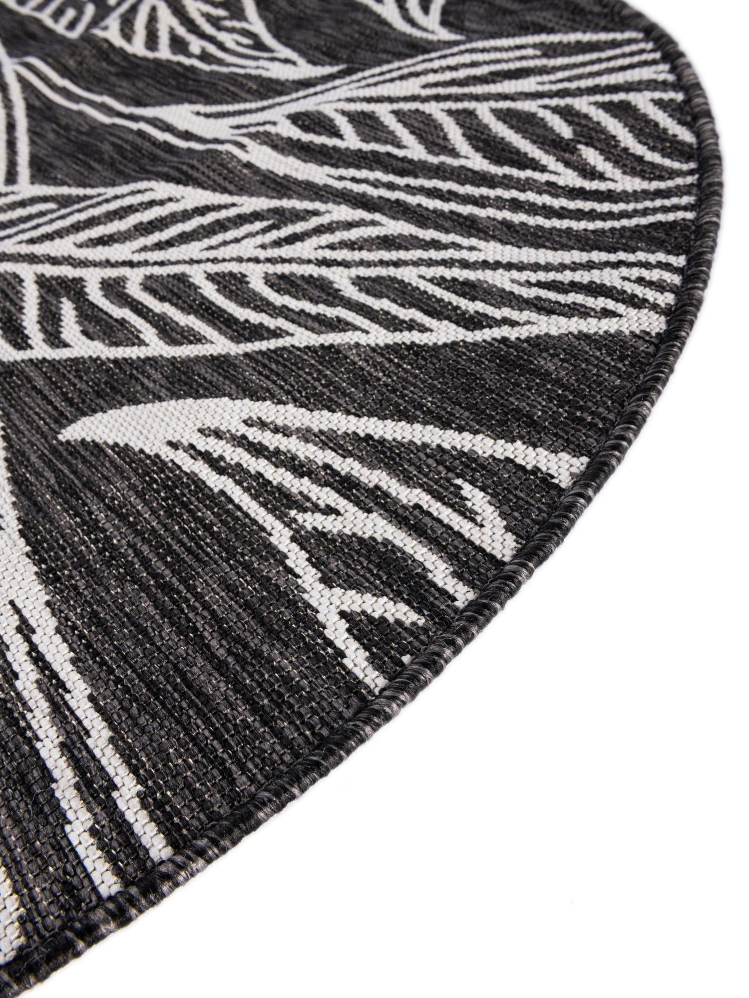 Ivory Charcoal 10' 8 x 10' 8 Outdoor Botanical Round Area Rug Weather Resistant for Patio, Deck, Terrace, Balcony, Porch Polypropylene Garden Floral Tropical Carpet for Sale at Rug Engine