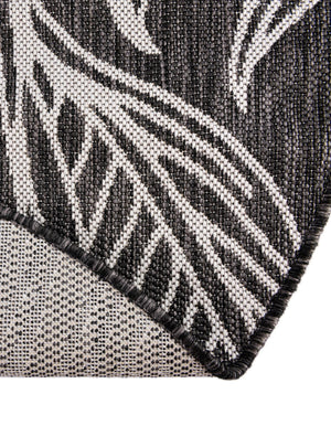 Ivory Charcoal 10' 8 x 10' 8 Outdoor Botanical Round Area Rug Weather Resistant for Patio, Deck, Terrace, Balcony, Porch Polypropylene Garden Floral Tropical Carpet for Sale at Rug Engine