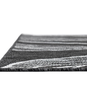 Ivory Charcoal 6' 1 x 9' Outdoor Botanical Rectangle Area Rug Weather Resistant for Patio, Deck, Terrace, Balcony, Porch Polypropylene Garden Floral Tropical Carpet for Sale at Rug Engine