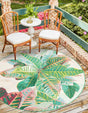 Multicolor 12' x 12' Outdoor Botanical Round Area Rug Weather Resistant for Patio, Deck, Terrace, Balcony, Porch Polypropylene Garden Floral Tropical Carpet for Sale at Rug Engine