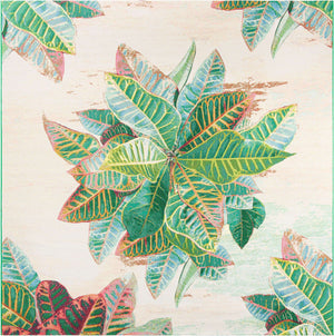 Multicolor 10' x 10' Outdoor Botanical Square Area Rug Weather Resistant for Patio, Deck, Terrace, Balcony, Porch Polypropylene Garden Floral Tropical Carpet for Sale at Rug Engine