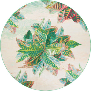 Multicolor 12' x 12' Outdoor Botanical Round Area Rug Weather Resistant for Patio, Deck, Terrace, Balcony, Porch Polypropylene Garden Floral Tropical Carpet for Sale at Rug Engine