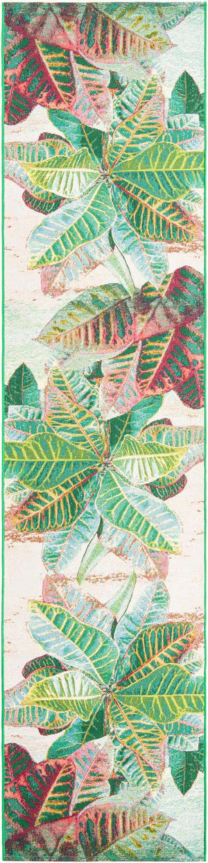 Multicolor 2' 7 x 12' Outdoor Botanical Runner Area Rug Weather Resistant for Patio, Deck, Terrace, Balcony, Porch Polypropylene Garden Floral Tropical Carpet for Sale at Rug Engine