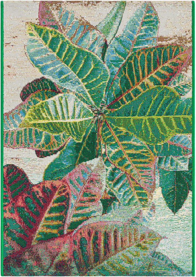 Multicolor 2' x 3' 1 Outdoor Botanical Rectangle Area Rug Weather Resistant for Patio, Deck, Terrace, Balcony, Porch Polypropylene Garden Floral Tropical Carpet for Sale at Rug Engine