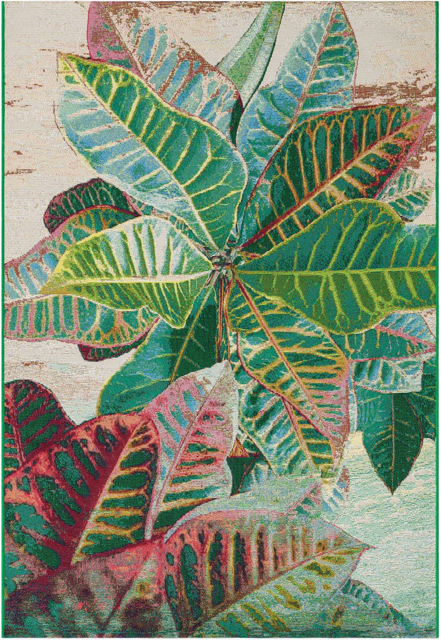 Multicolor 4' 1 x 6' 1 Outdoor Botanical Rectangle Area Rug Weather Resistant for Patio, Deck, Terrace, Balcony, Porch Polypropylene Garden Floral Tropical Carpet for Sale at Rug Engine
