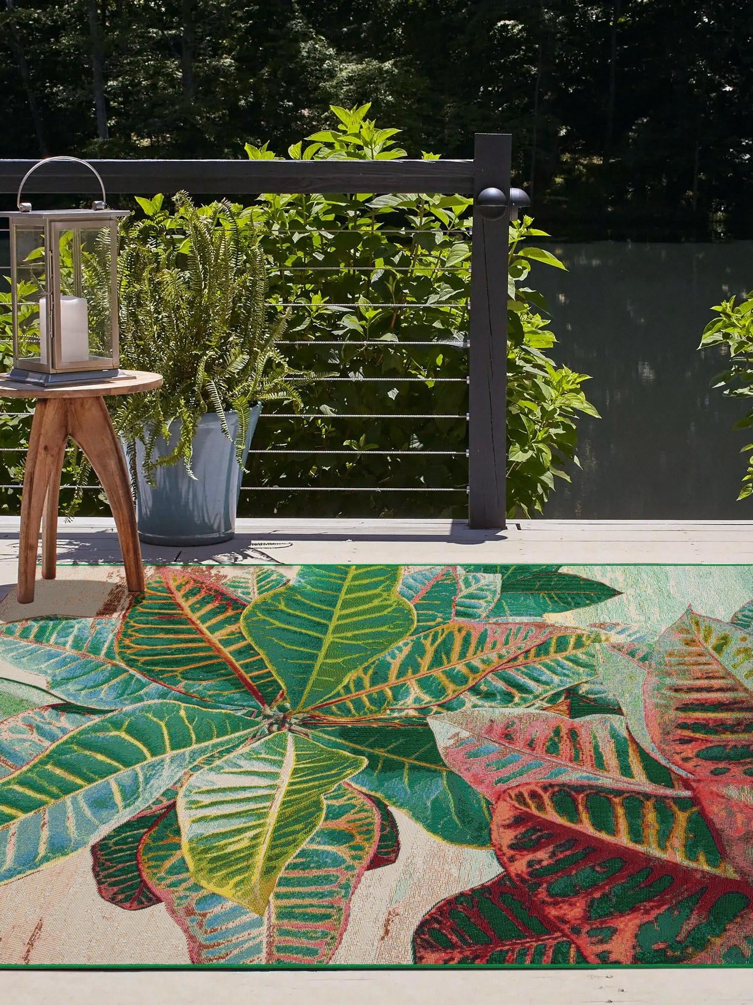 Multicolor 6' 1 x 9' Outdoor Botanical Rectangle Area Rug Weather Resistant for Patio, Deck, Terrace, Balcony, Porch Polypropylene Garden Floral Tropical Carpet for Sale at Rug Engine