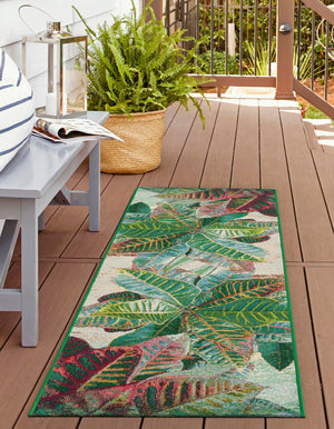 Multicolor 2' x 8' Outdoor Botanical Runner Area Rug Weather Resistant for Patio, Deck, Terrace, Balcony, Porch Polypropylene Garden Floral Tropical Carpet for Sale at Rug Engine