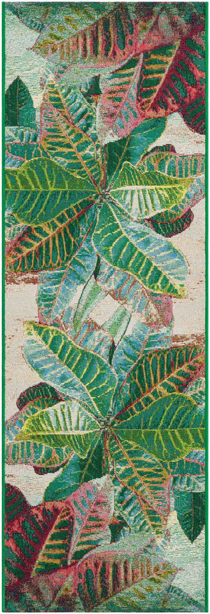 Multicolor 2' x 6' 1 Outdoor Botanical Runner Area Rug Weather Resistant for Patio, Deck, Terrace, Balcony, Porch Polypropylene Garden Floral Tropical Carpet for Sale at Rug Engine