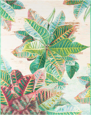 Multicolor 7' 10 x 10' Outdoor Botanical Rectangle Area Rug Weather Resistant for Patio, Deck, Terrace, Balcony, Porch Polypropylene Garden Floral Tropical Carpet for Sale at Rug Engine