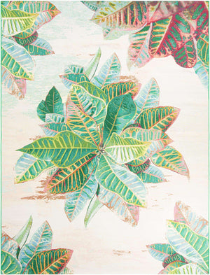 Multicolor 9' x 12' Outdoor Botanical Rectangle Area Rug Weather Resistant for Patio, Deck, Terrace, Balcony, Porch Polypropylene Garden Floral Tropical Carpet for Sale at Rug Engine