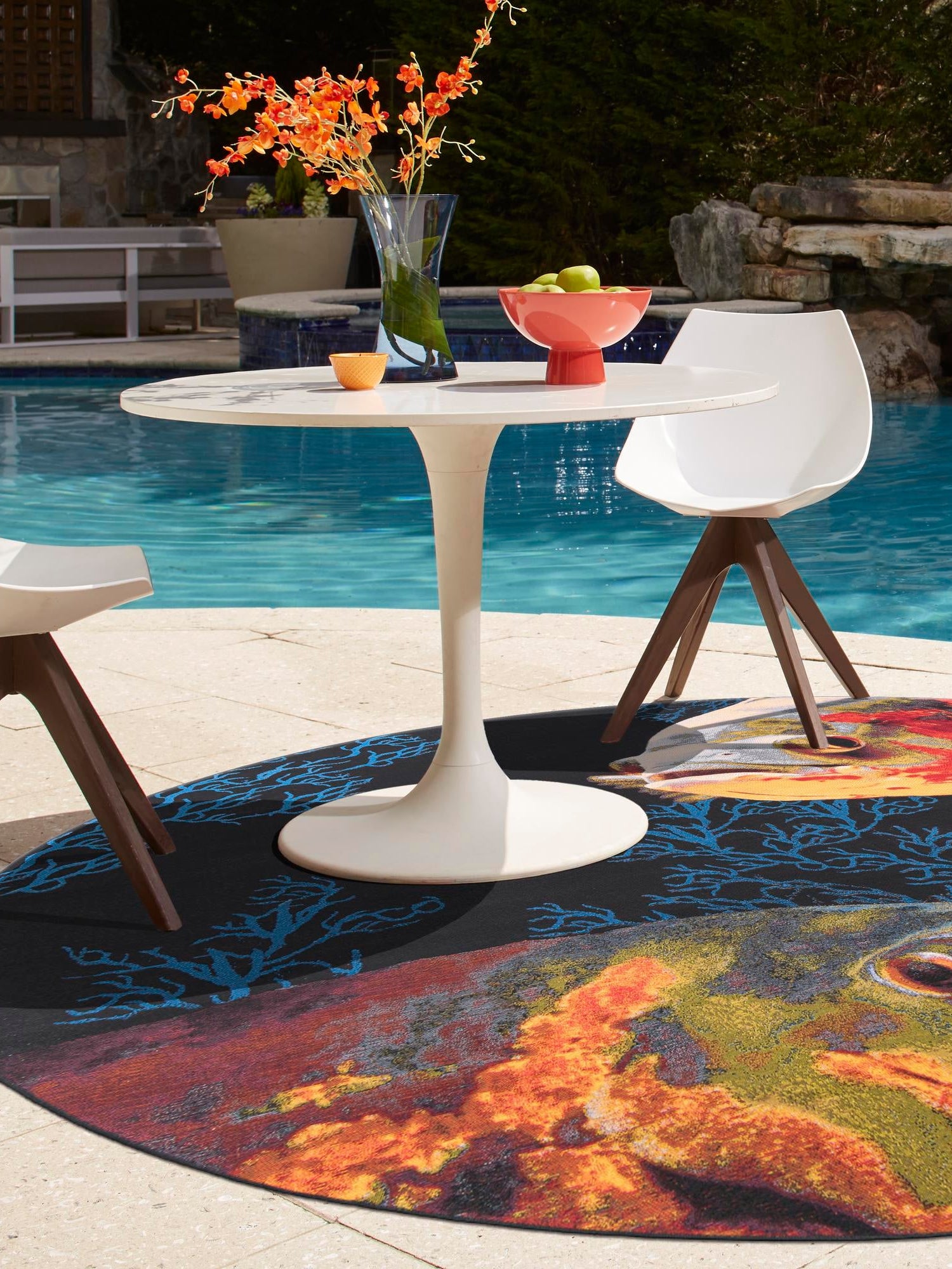 Multicolor 6' 1 x 6' 1 Outdoor Coastal Round Area Rug Weather Resistant for Patio, Deck, Terrace, Balcony, Porch 100% Polypropylene Coastal Decor Carpet for Sale at Rug Engine
