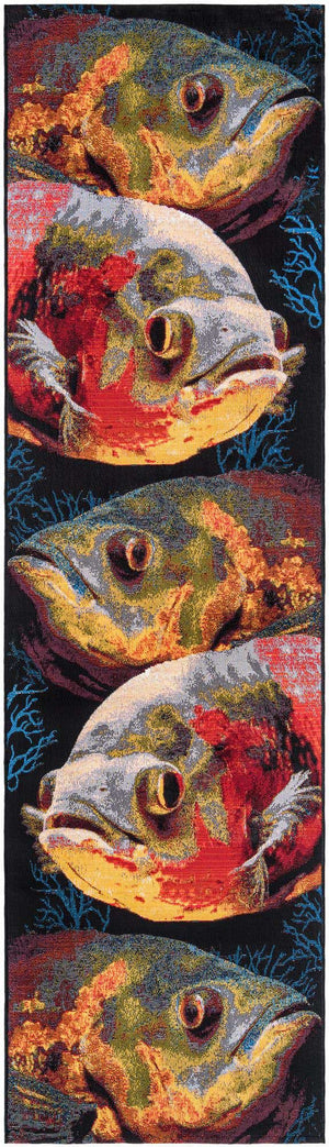 Multicolor 2' 7 x 10' Outdoor Coastal Runner Area Rug Weather Resistant for Patio, Deck, Terrace, Balcony, Porch 100% Polypropylene Coastal Decor Carpet for Sale at Rug Engine
