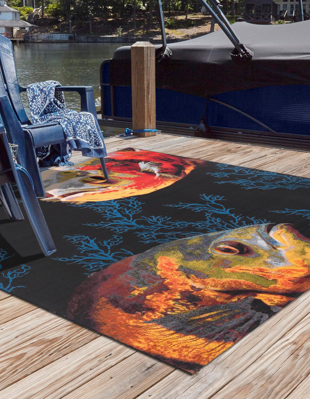 Multicolor 12' x 12' Outdoor Coastal Square Area Rug Weather Resistant for Patio, Deck, Terrace, Balcony, Porch 100% Polypropylene Coastal Decor Carpet for Sale at Rug Engine