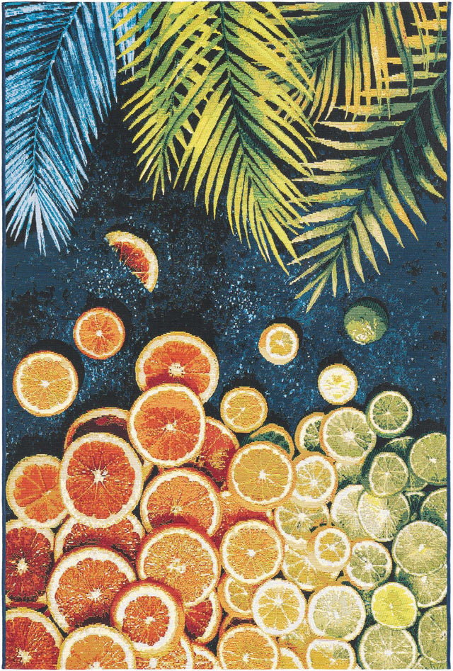 Multicolor 4' 1 x 6' 1 Outdoor Coastal Rectangle Area Rug Weather Resistant for Patio, Deck, Terrace, Balcony, Porch 100% Polypropylene Coastal Decor Carpet for Sale at Rug Engine