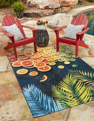 Multicolor 7' 10 x 10' Outdoor Coastal Rectangle Area Rug Weather Resistant for Patio, Deck, Terrace, Balcony, Porch 100% Polypropylene Coastal Decor Carpet for Sale at Rug Engine