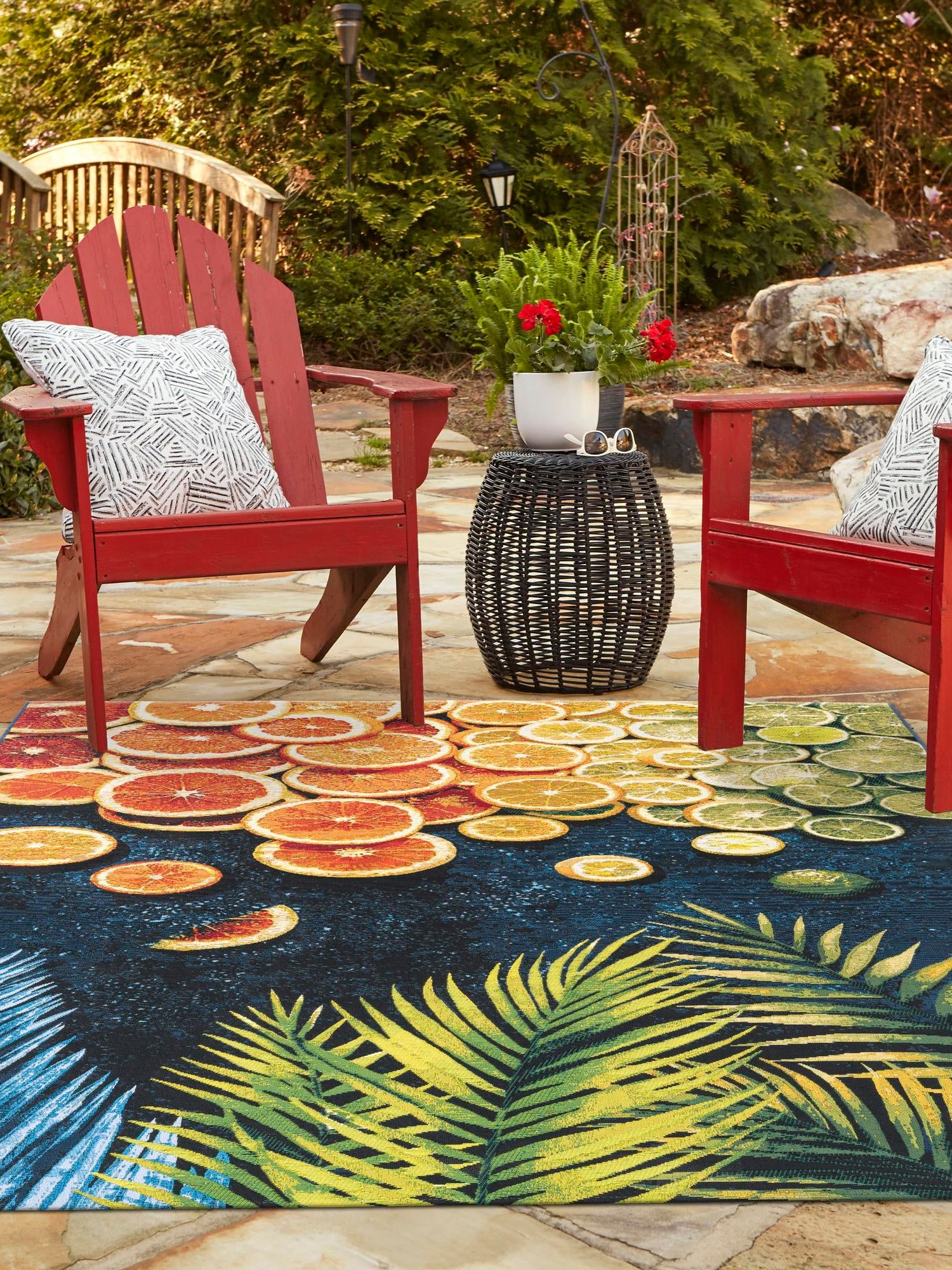 Multicolor 4' 1 x 6' 1 Outdoor Coastal Rectangle Area Rug Weather Resistant for Patio, Deck, Terrace, Balcony, Porch 100% Polypropylene Coastal Decor Carpet for Sale at Rug Engine