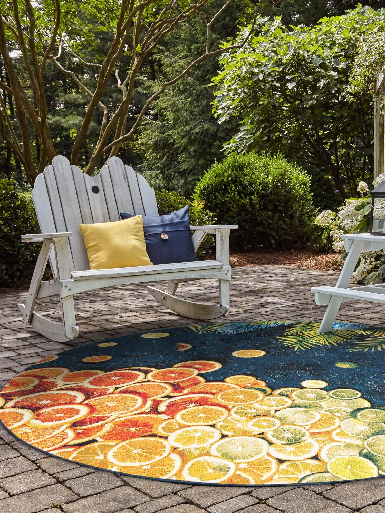 Multicolor 12' x 12' Outdoor Coastal Round Area Rug Weather Resistant for Patio, Deck, Terrace, Balcony, Porch 100% Polypropylene Coastal Decor Carpet for Sale at Rug Engine