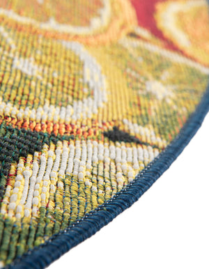 Multicolor 10' x 10' Outdoor Coastal Round Area Rug Weather Resistant for Patio, Deck, Terrace, Balcony, Porch 100% Polypropylene Coastal Decor Carpet for Sale at Rug Engine