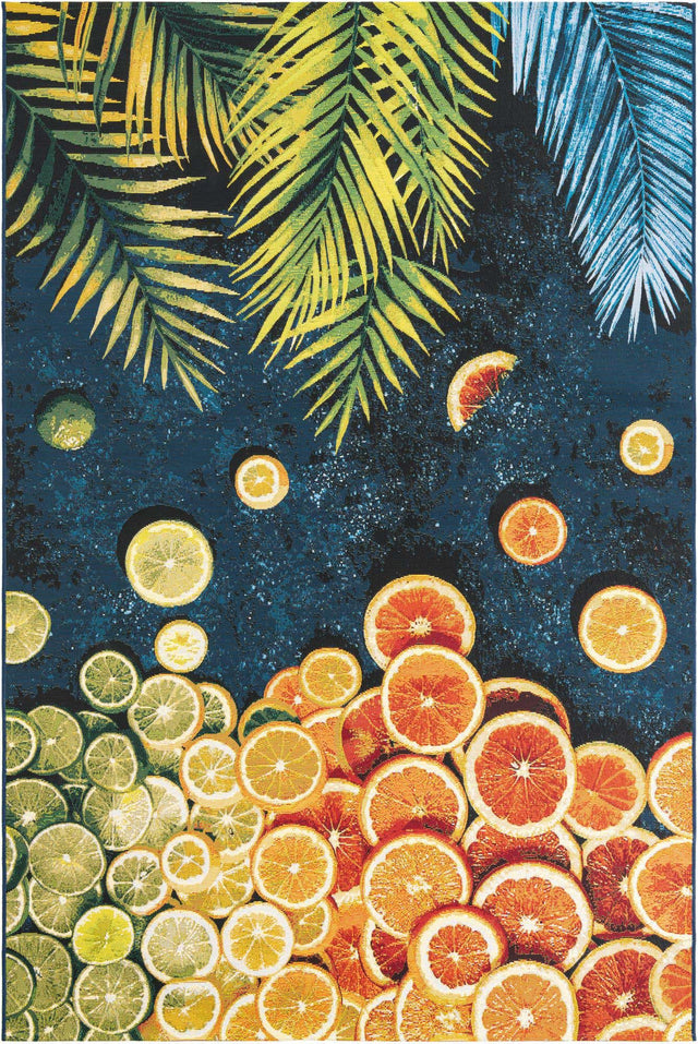 Multicolor 6' 1 x 9' Outdoor Coastal Rectangle Area Rug Weather Resistant for Patio, Deck, Terrace, Balcony, Porch 100% Polypropylene Coastal Decor Carpet for Sale at Rug Engine