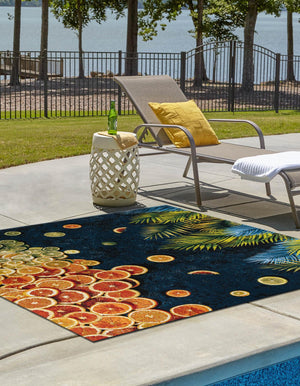 Multicolor 7' 10 x 7' 10 Outdoor Coastal Square Area Rug Weather Resistant for Patio, Deck, Terrace, Balcony, Porch 100% Polypropylene Coastal Decor Carpet for Sale at Rug Engine