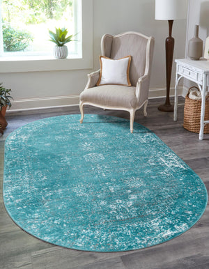 Turquoise 5' 3 x 8' Sofia Oval Rug