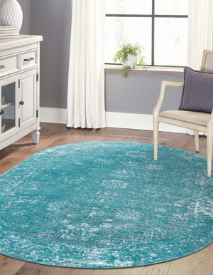 Turquoise 5' 3 x 8' Sofia Oval Rug