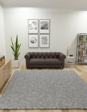 Gray 7' 10 x 7' 10 Felt Ball Square Area Rug Stunning All Natural 100% Wool Luxury Hand Woven Carpet for Modern Home Interiors Soft Touch Marshmallow Rug for Sale at Rug Engine