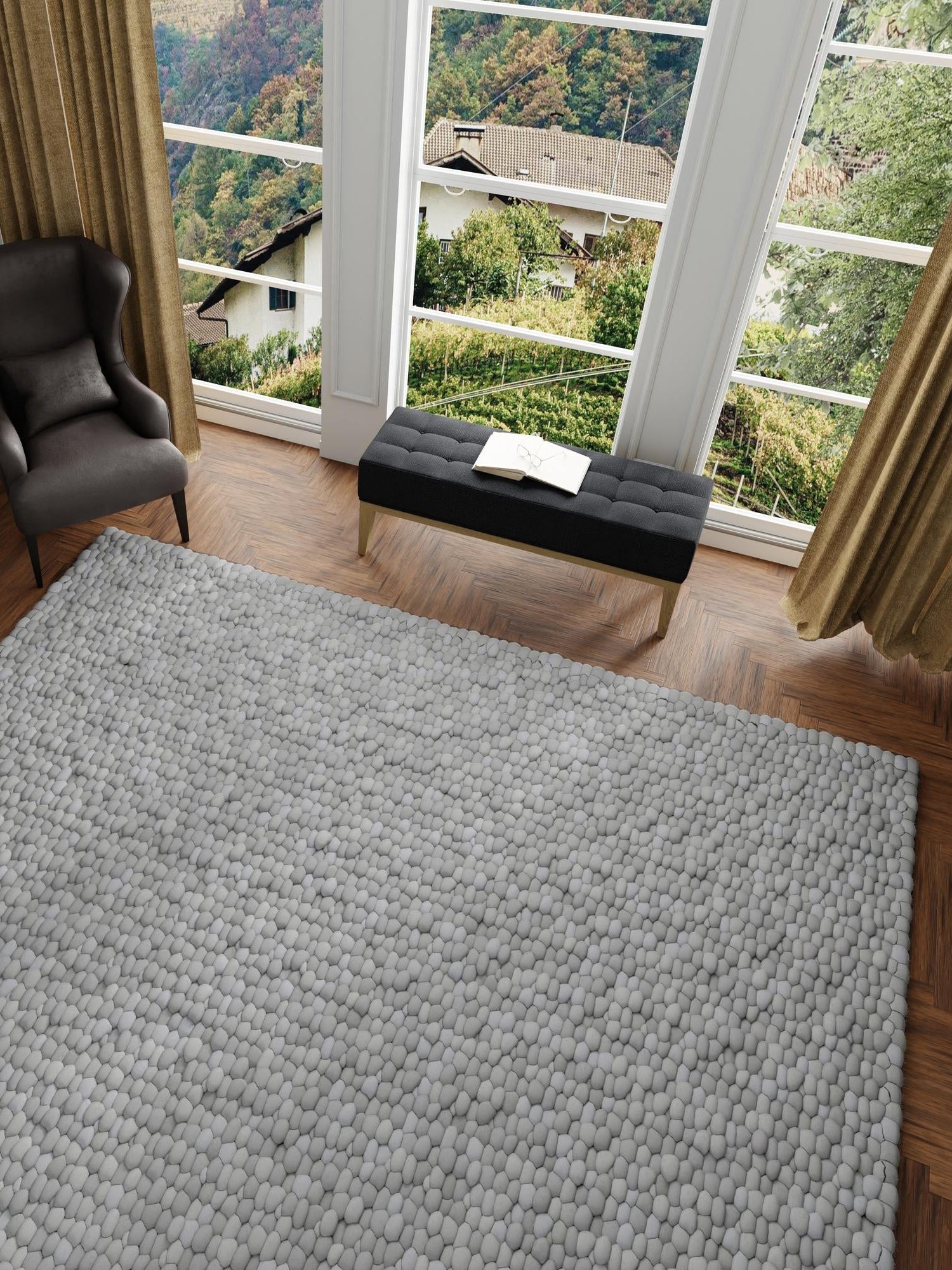 Gray 10' x 10' Felt Ball Square Area Rug Stunning All Natural 100% Wool Luxury Hand Woven Carpet for Modern Home Interiors Soft Touch Marshmallow Rug for Sale at Rug Engine