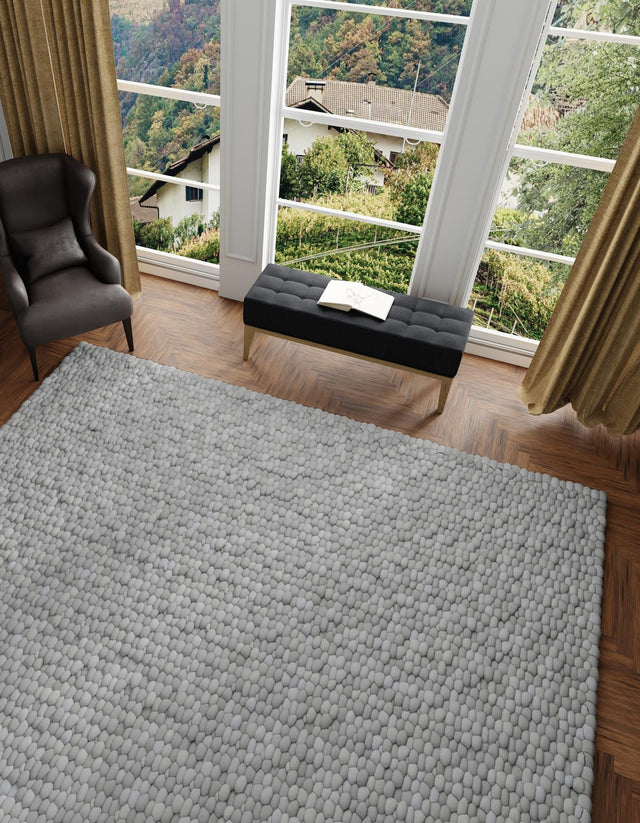 Gray 10' x 10' Felt Ball Square Area Rug Stunning All Natural 100% Wool Luxury Hand Woven Carpet for Modern Home Interiors Soft Touch Marshmallow Rug for Sale at Rug Engine