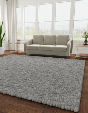 Gray 10' x 10' Felt Ball Square Area Rug Stunning All Natural 100% Wool Luxury Hand Woven Carpet for Modern Home Interiors Soft Touch Marshmallow Rug for Sale at Rug Engine