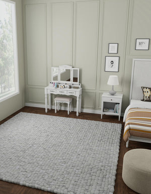 Gray 10' x 10' Felt Ball Square Area Rug Stunning All Natural 100% Wool Luxury Hand Woven Carpet for Modern Home Interiors Soft Touch Marshmallow Rug for Sale at Rug Engine