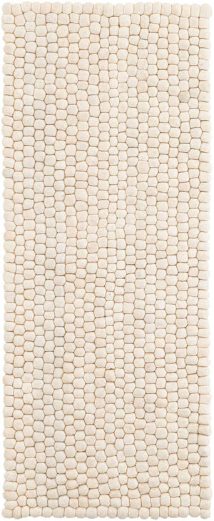 Ivory 2' x 5' 3 Felt Ball Runner Area Rug Stunning All Natural 100% Wool Luxury Hand Woven Carpet for Modern Home Interiors Soft Touch Marshmallow Rug for Sale at Rug Engine