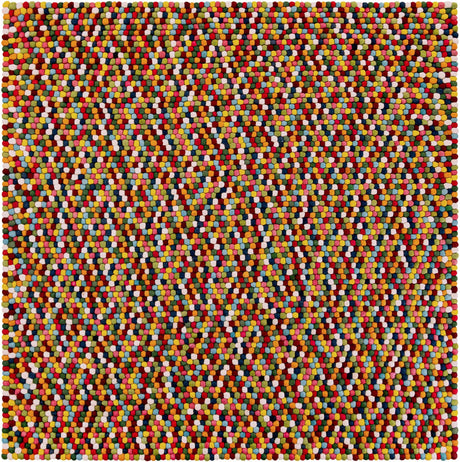 Multicolor 10' x 10' Felt Ball Square Area Rug Stunning All Natural 100% Wool Luxury Hand Woven Carpet for Modern Home Interiors Soft Touch Marshmallow Rug for Sale at Rug Engine
