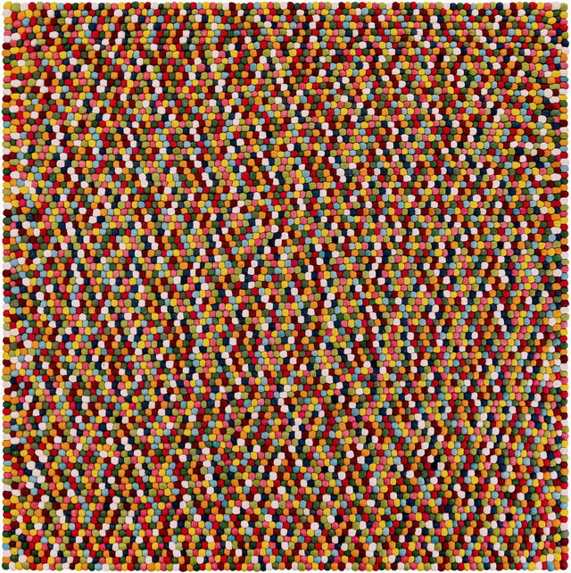 Multicolor 10' x 10' Felt Ball Square Area Rug Stunning All Natural 100% Wool Luxury Hand Woven Carpet for Modern Home Interiors Soft Touch Marshmallow Rug for Sale at Rug Engine