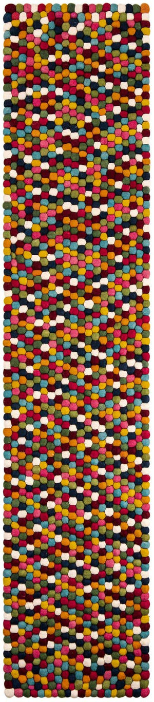 Multicolor 2' 7 x 12' Felt Ball Runner Area Rug Stunning All Natural 100% Wool Luxury Hand Woven Carpet for Modern Home Interiors Soft Touch Marshmallow Rug for Sale at Rug Engine