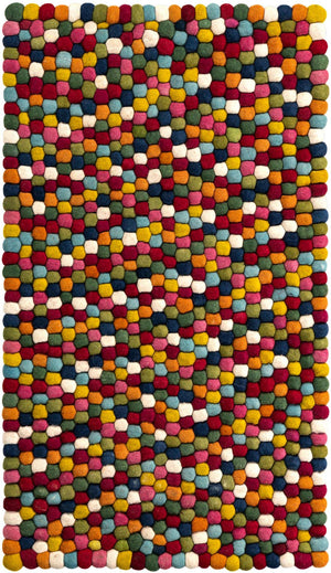 Multicolor 3' 3 x 5' 3 Felt Ball Rectangle Area Rug Stunning All Natural 100% Wool Luxury Hand Woven Carpet for Modern Home Interiors Soft Touch Marshmallow Rug for Sale at Rug Engine