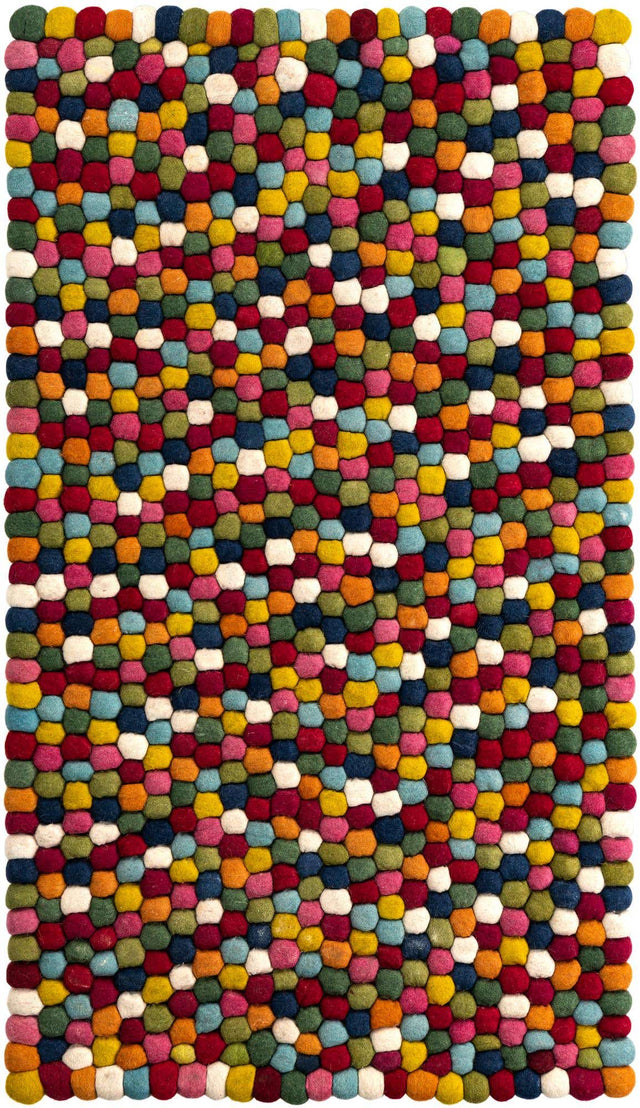 Multicolor 3' 3 x 5' 3 Felt Ball Rectangle Area Rug Stunning All Natural 100% Wool Luxury Hand Woven Carpet for Modern Home Interiors Soft Touch Marshmallow Rug for Sale at Rug Engine