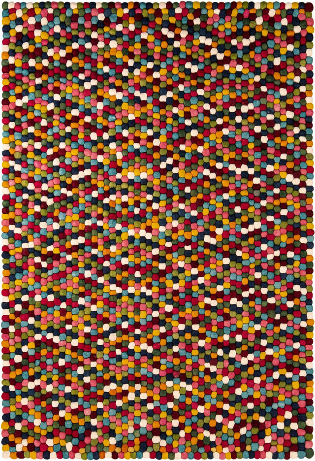 Multicolor 6' 1 x 9' Felt Ball Rectangle Area Rug Stunning All Natural 100% Wool Luxury Hand Woven Carpet for Modern Home Interiors Soft Touch Marshmallow Rug for Sale at Rug Engine
