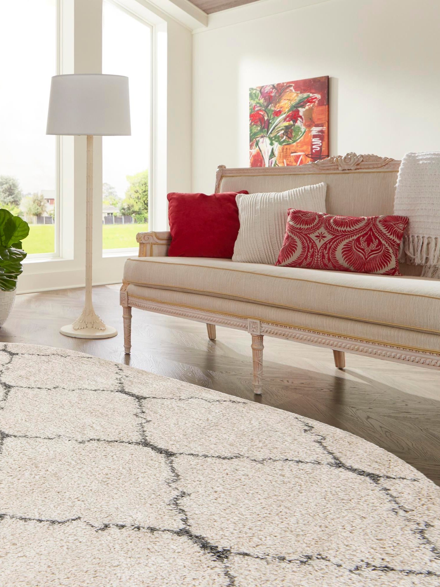 Ivory 5' 3 x 8' Rabat Shag Oval Area Rug Thick Soft Touch Fluffy & Plush Shaggy Pile Durable Geometric Carpet for Luxury Interior Design for Sale at Rug Engine