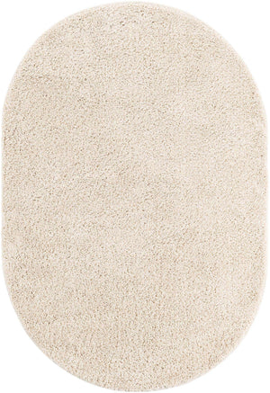 Oatmeal Beige 4' 1 x 6' 1 Soft Solid Shag Oval Area Rug Thick Soft Touch Fluffy & Plush Shaggy Pile