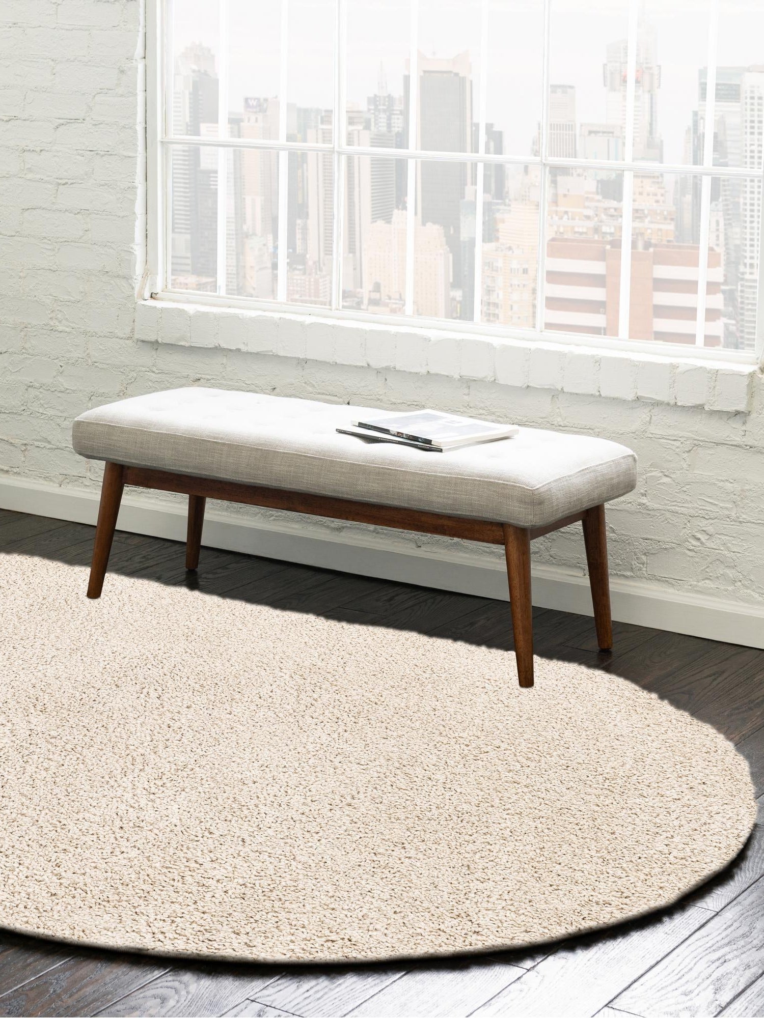 Oatmeal Beige 4' 1 x 6' 1 Soft Solid Shag Oval Area Rug Thick Soft Touch Fluffy & Plush Shaggy Pile