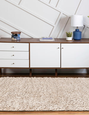Oatmeal Beige 4' 1 x 6' 1 Soft Solid Shag Oval Area Rug Thick Soft Touch Fluffy & Plush Shaggy Pile