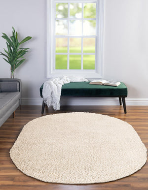 Oatmeal Beige 5' 3 x 8' Soft Solid Shag Oval Area Rug Thick Soft Touch Fluffy & Plush Shaggy Pile