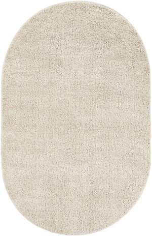Oatmeal Beige 5' 3 x 8' Soft Solid Shag Oval Area Rug Thick Soft Touch Fluffy & Plush Shaggy Pile